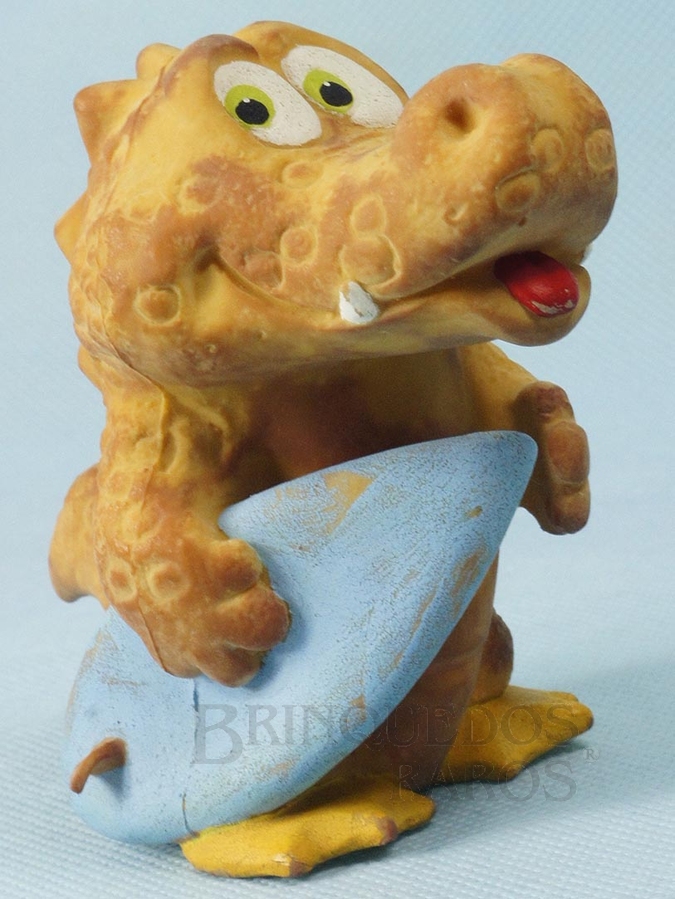 Brinquedo antigo Jacaré Surfista com apito 17,00 cm de altura Década de 1980