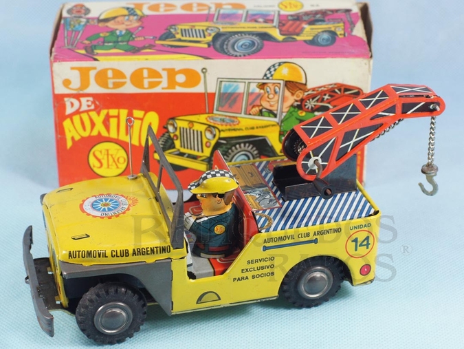 Brinquedo antigo Jeep Willys Guincho Automovil Club Argentino Jeep de Auxilio com 21,00 cm de comprimento Década de 1970