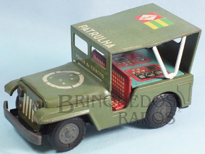 Brinquedo antigo Jeep Willys Polícia do Exercito Patrulha com 18,00 cm de comprimento Ano 1967