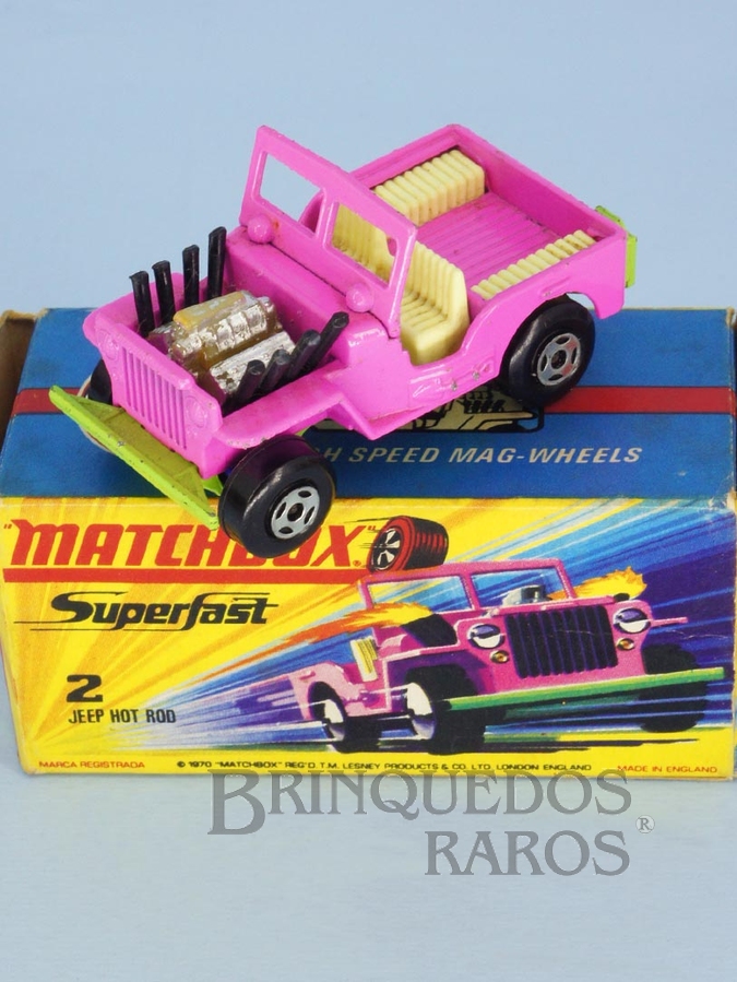 Brinquedo antigo Jeep Willys Hot Rod Superfast Rosa