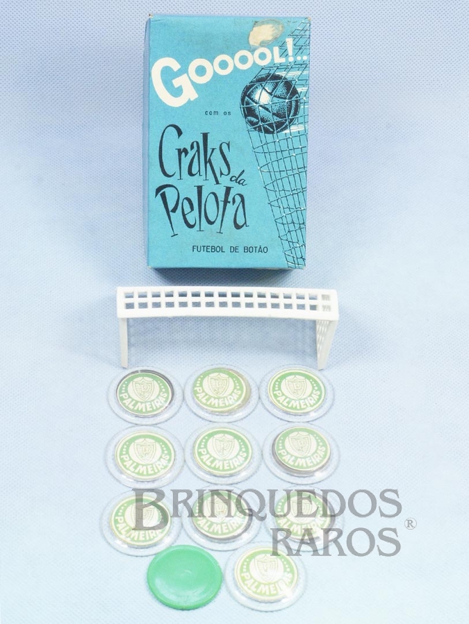 Brinquedo antigo Jogo de Futebol de Botão Craks da Pelota com o time do Palmeiras 100% original Completo falta o Goleiro Década de 1970
