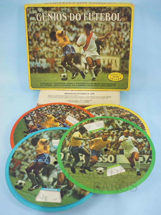Brinquedo antigo Jogo de perguntas e respostas Gênios do Futebol Década de 1960