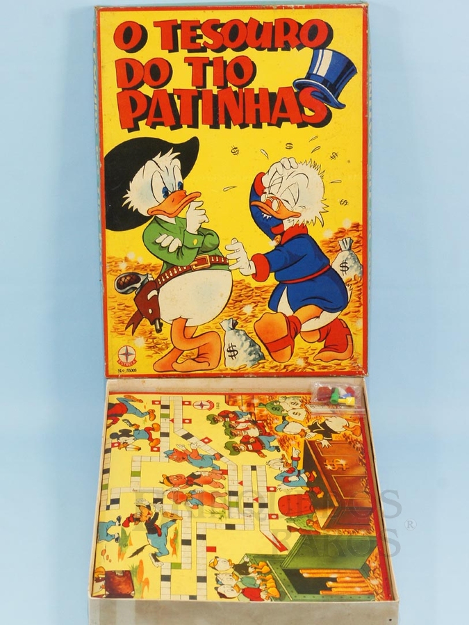 Brinquedo antigo Jogo O Tesouro do Tio Patinhas Walt Disney Caixa Datada 20 Janeiro de 1968