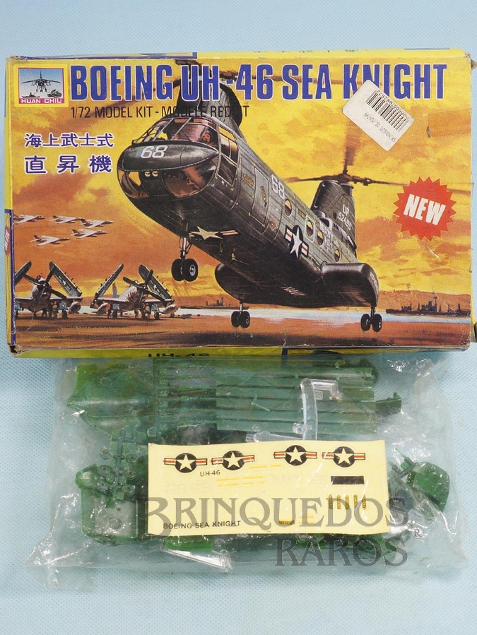 Brinquedo antigo Kit do Helicóptero Boeing UH-46 Sea Knight cópia do Kit da Airfix Década de 1990 Bom estado completo 