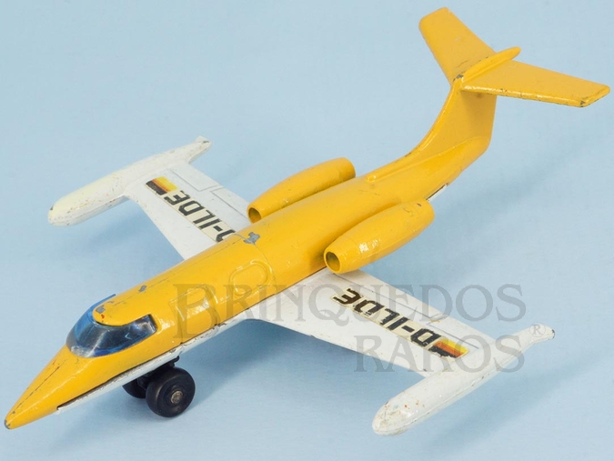 Brinquedo antigo Learjet Sky Busters blue window Brazilian Matchbox Inbrima Década de 1970