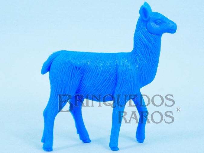 Brinquedo antigo Lhama de plástico azul claro Série Zoológico Década de 1970