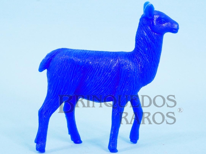 Brinquedo antigo Lhama de plástico azul escuro Série Zoológico Década de 1970