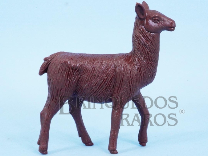 Brinquedo antigo Lhama de plástico marrom Série Zoológico Década de 1970