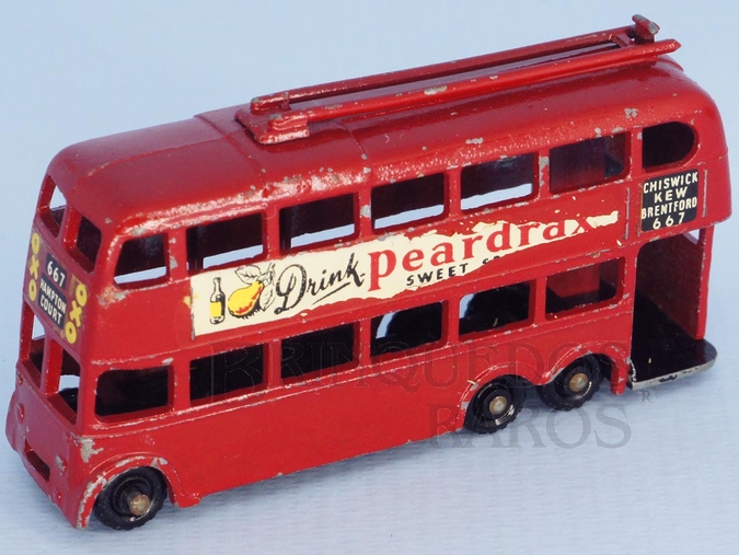 Brinquedo antigo London Trolley Bus black plastic Regular Wheels