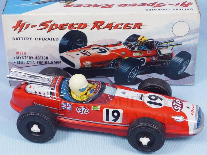 Brinquedo antigo Lotus 38 Fórmula Indy Hi Speed Racer com 30,00 cm de comprimento Sistema Bate e Volta Década de 1970