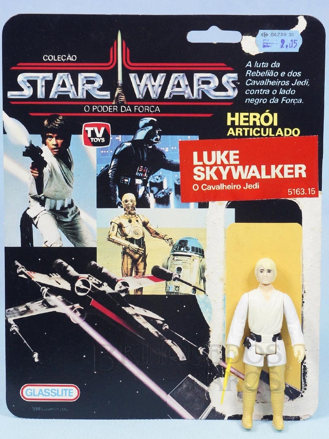 Brinquedo antigo Luke Skywalker O Cavalheiro Jedi Star Wars Lucas Film perfeito estado completo com Sabre de Luz acompanha Cartela original Década de 1980
