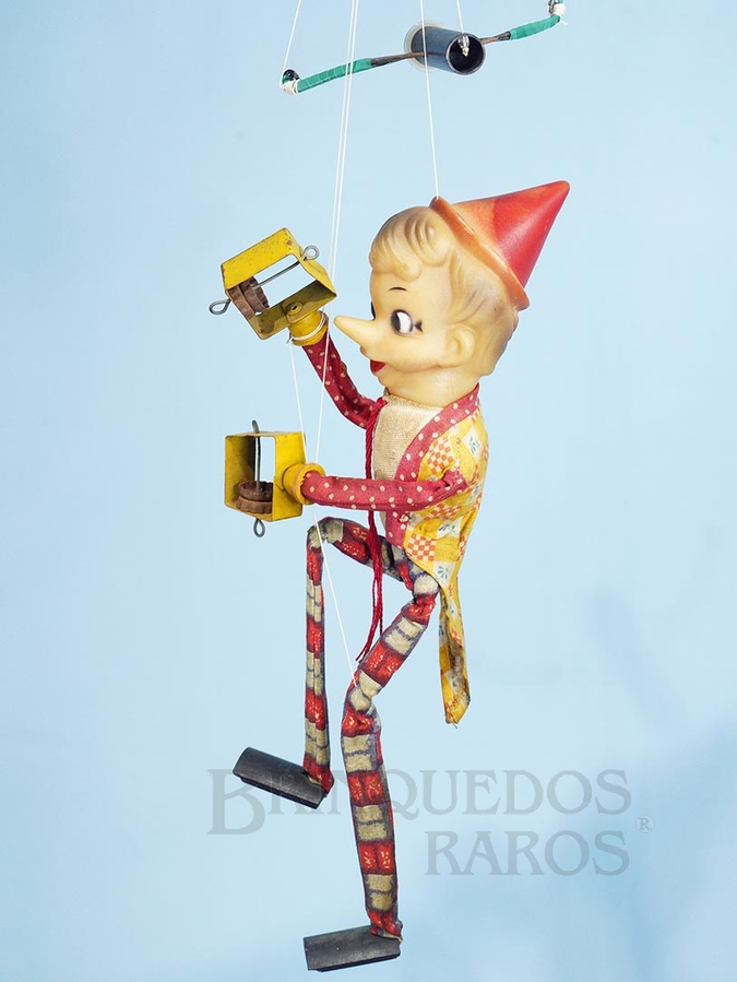 Brinquedo antigo Marionete do Pinóquio com 30,00 cm de altura Cabeça de Vinil e Roupas de tecido Década de 1960