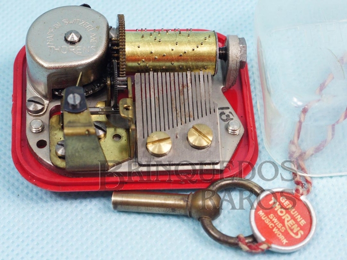 Brinquedo antigo Dispositivo de música com 5,00 cm de base Melodia Canção de ninar Rock A Bye Baby Lullaby Década de 1950