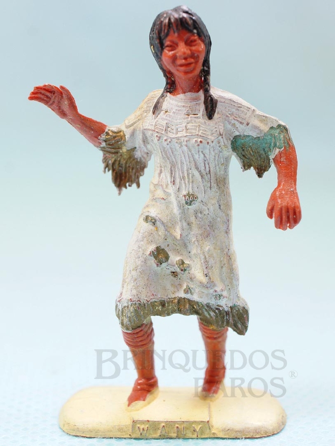 Brinquedo antigo Personagem Wany da Série Les indiens produzido pela TV Francesa com o nome na base Matriz da Figura Raio de Sol fabricada pela Casablanca Década de 1960 Coleção Miguel Cerrato 