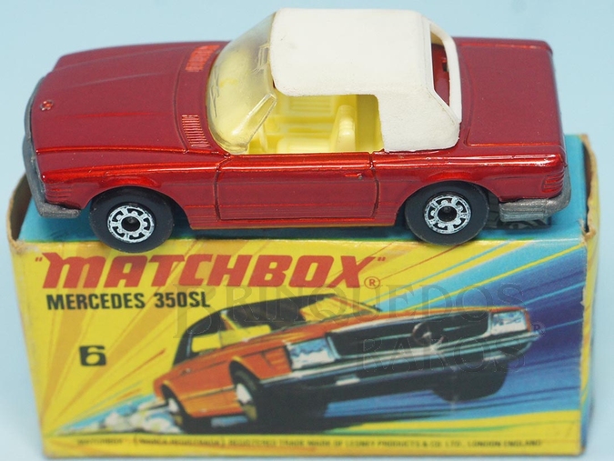 Brinquedo antigo Mercedes Benz 350 SL Tourer Superfast cereja metálico com capota