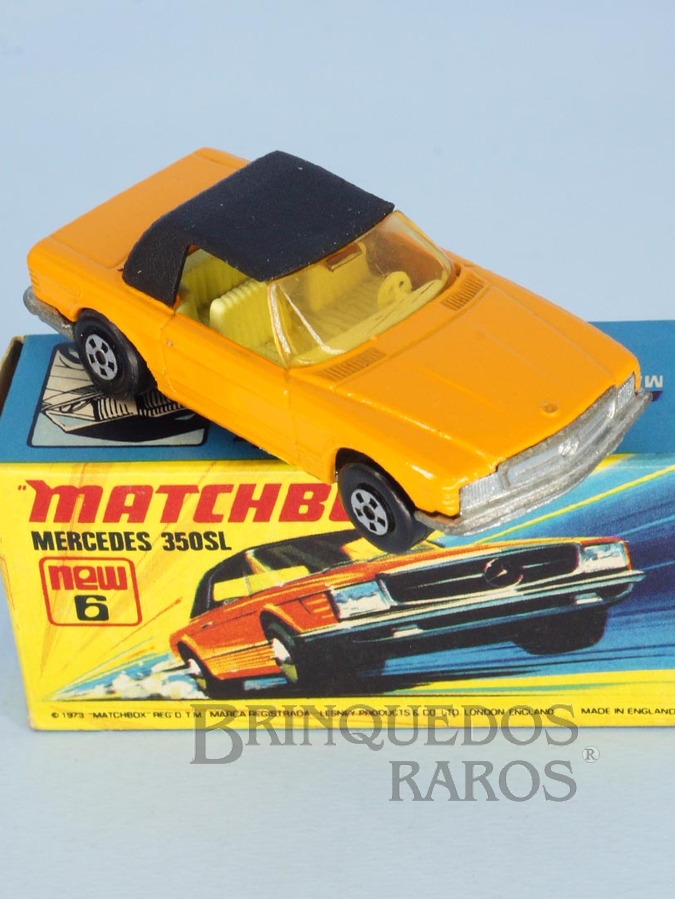 Brinquedo antigo Mercedes Benz 350 SL Tourer Superfast laranja com capota