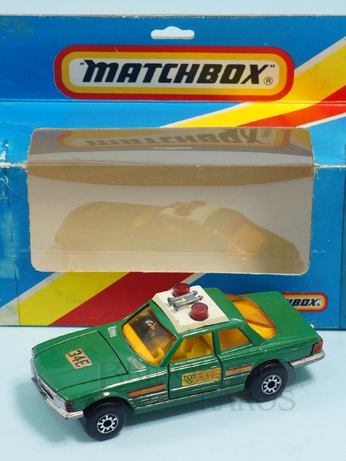 Brinquedo antigo Mercedes Benz 350 SLC Série Speed Kings verde Fire Car Brazilian Matchbox Inbrima Década de 1970