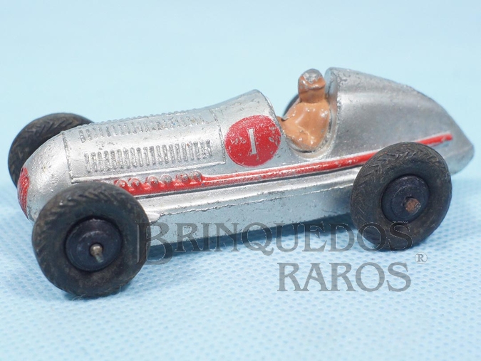 Brinquedo antigo Mercedes Benz Racing Car prateado Ano 1947 a 1950 