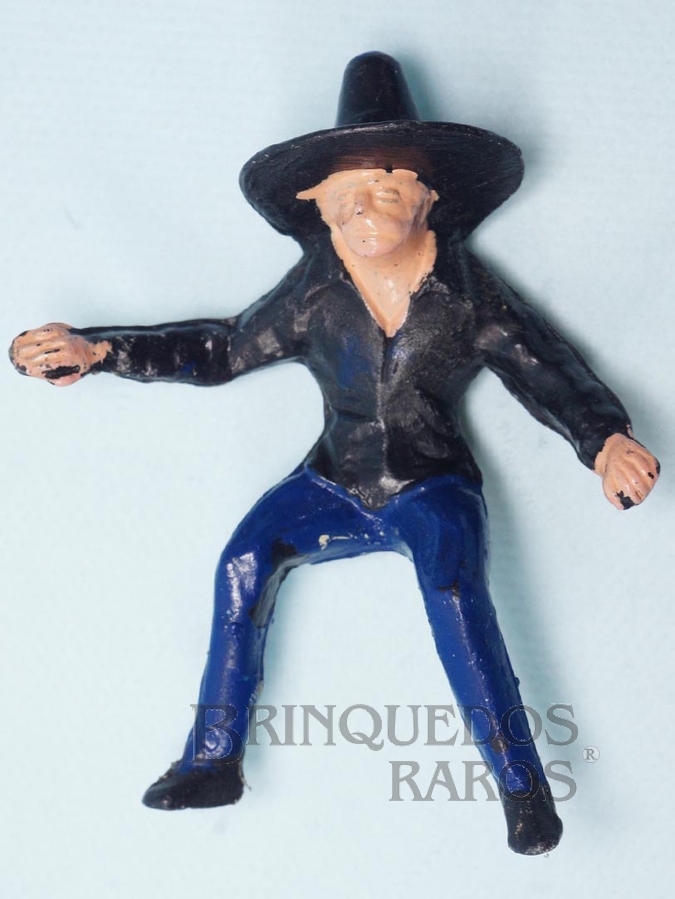 Brinquedo antigo Mexicano montado a cavalo Habitante da Aldeia Série O Zorro distribuído pela Trol Década de 1970