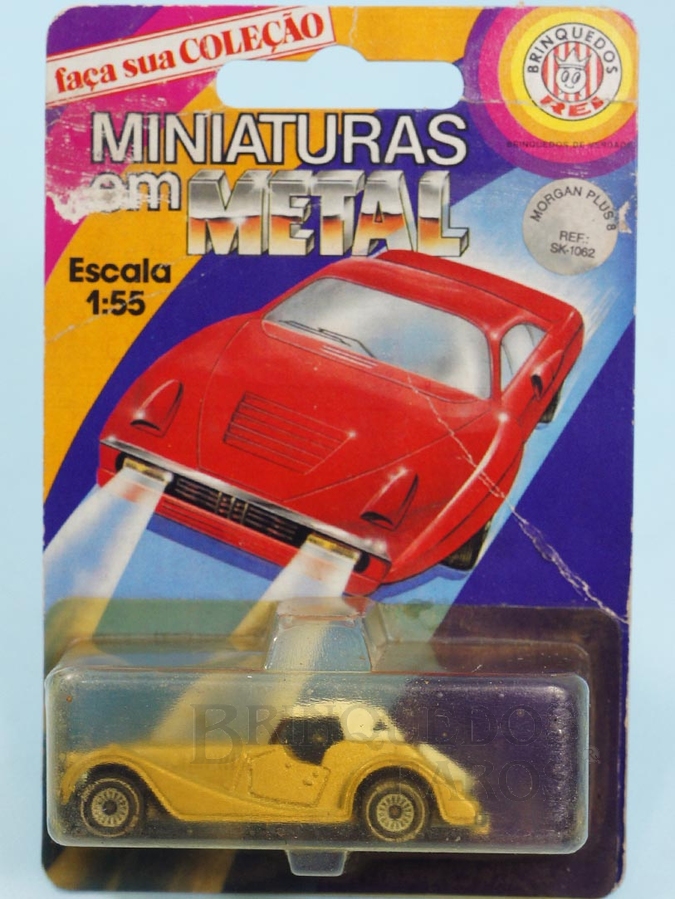 Brinquedo antigo Morgan Plus 8 dourado Brasilianische Siku Blister Lacrado Alfema Década de 1980