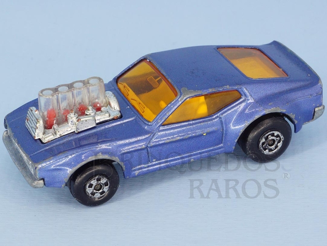 Brinquedo antigo Ford Mustang Piston Popper azul claro Rola-Matics Brazilian Matchbox Inbrima 1970