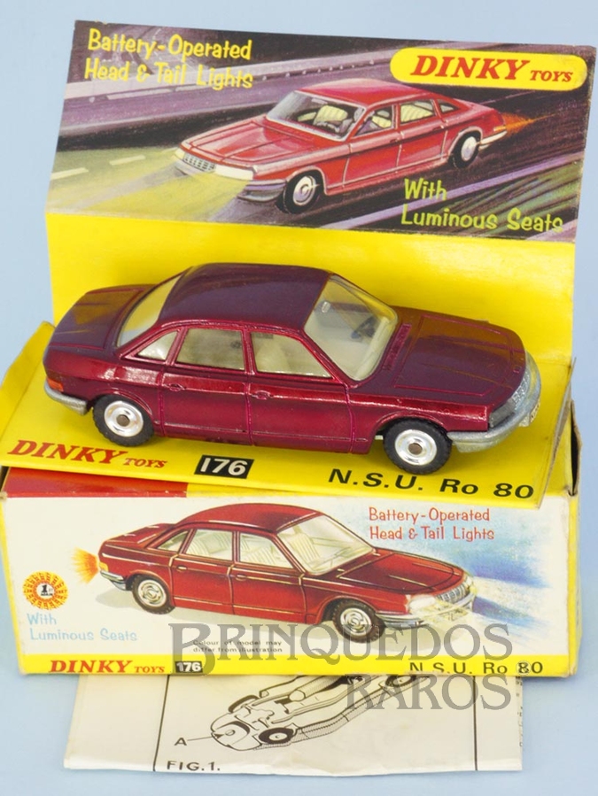Brinquedo antigo N.S.U. Ro80 acende os faróis dianteiros e traseiros 100% original completo com Manual de Instrução Ano 1969