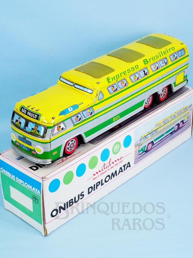 Brinquedo antigo Ônibus Diplomata Expresso Brasileiro com 43,00 cm de comprimento Década de 1970