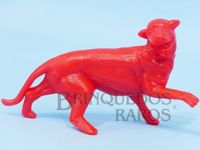 Brinquedo antigo Pantera de plástico vermelho Série Zoológico década de 1970