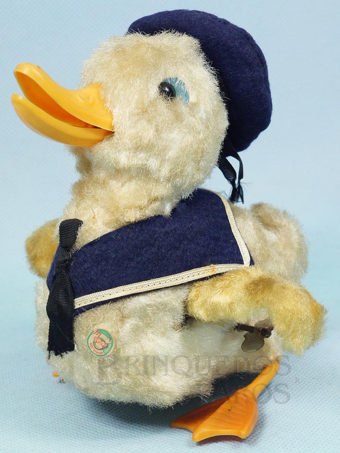 Brinquedo antigo Pato Marinheiro com 15,00 Cm de altura Anda em círculo e bate as Asas Década de 1960