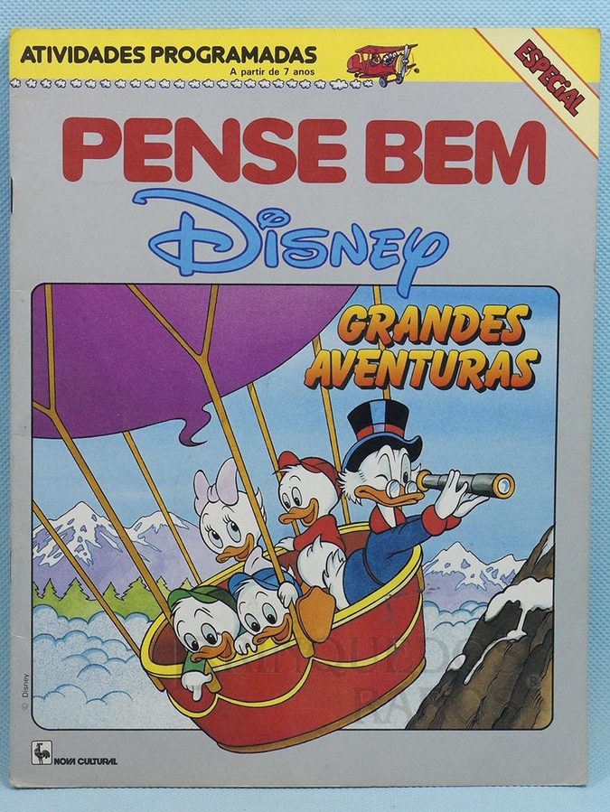 Brinquedo antigo Pense Bem Caderno de atividades programadas Disney Grandes Aventuras Década de 1990  