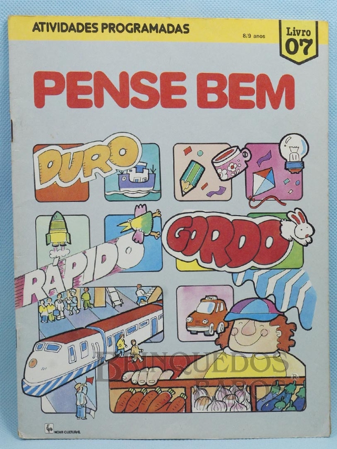 Brinquedo antigo Pense Bem Caderno de atividades programadas Duro Rápido Gordo Livro 07 Década de 1990  