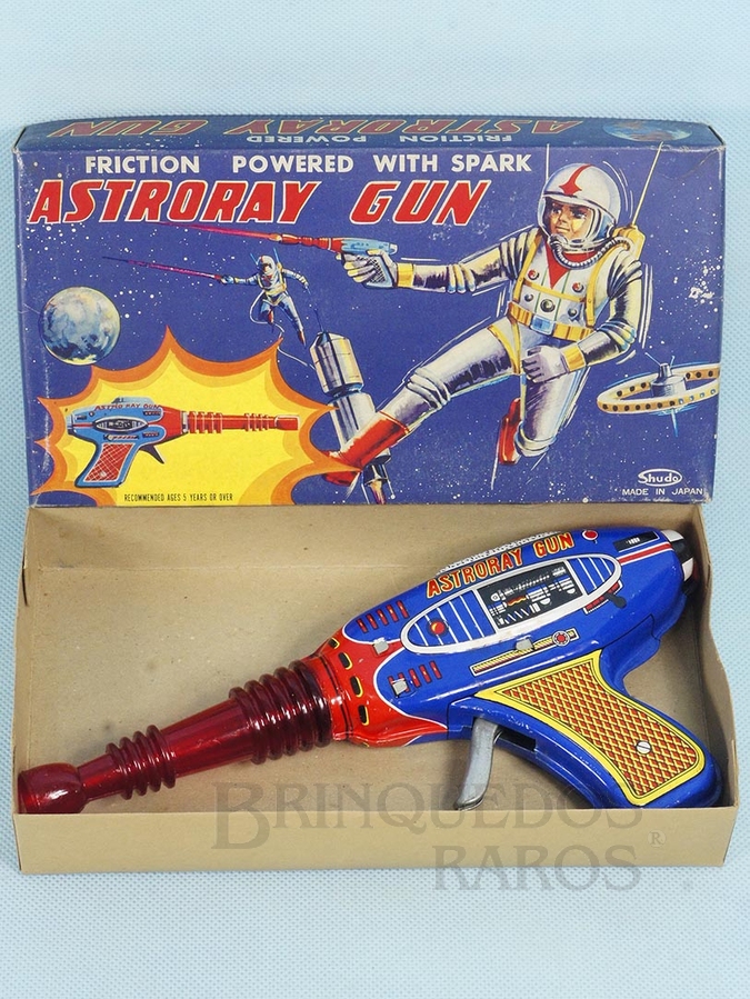 Brinquedo antigo Pistola Espacial Astroray Gun com 24,00 cm de comprimento com Sirene e Dispositivo solta Faíscas Década de 1970