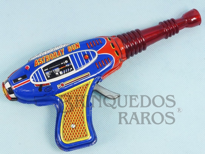 Brinquedo antigo Pistola Espacial Astroray Gun com 24,00 cm de comprimento com Sirene e Dispositivo solta Faíscas Década de 1970