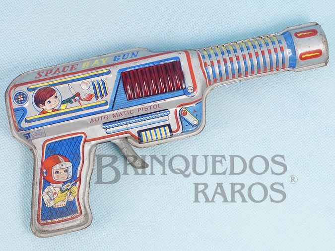 Brinquedo antigo Pistola Espacial Space Ray Gun com 25,00 cm de comprimento com Sirene e Dispositivo solta Faíscas Década de 1970 RESERVED***JS***