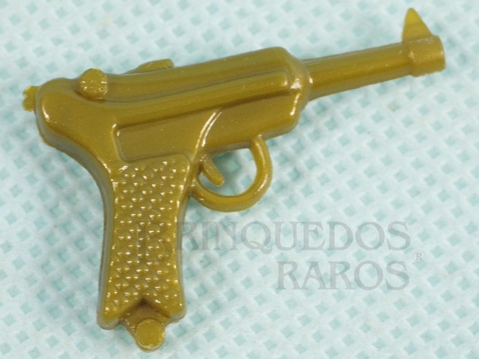 Brinquedo antigo Pistola Luger P8 dourada Aventura Busca Perigosa Ano 1980