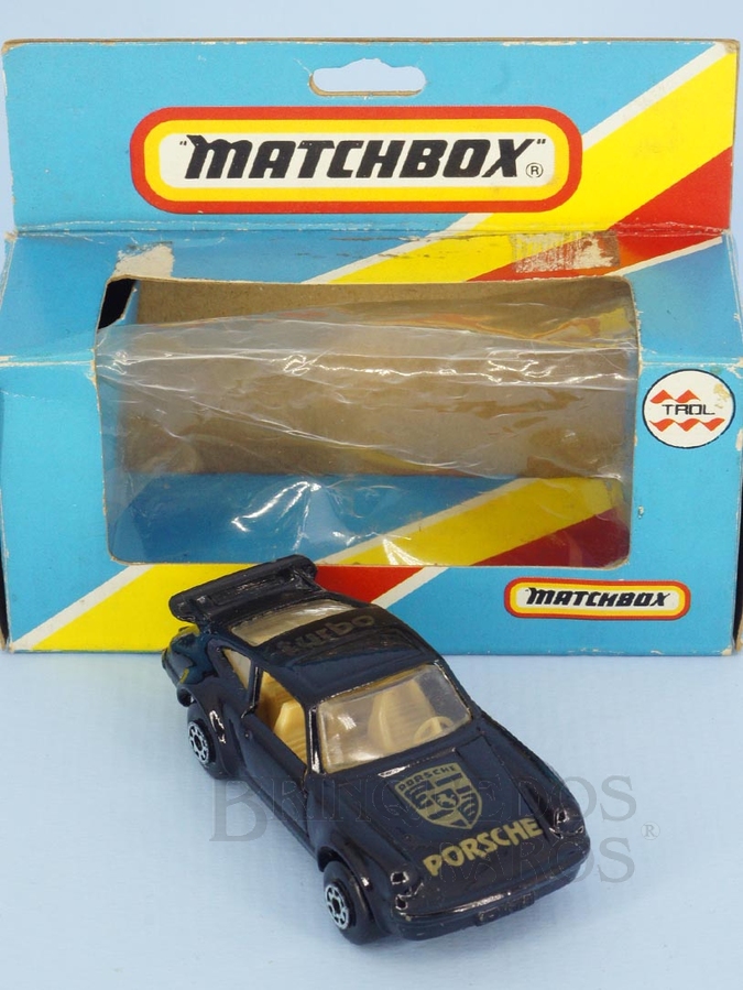 Brinquedo antigo Porsche Turbo Superfast preto Brazilian Matchbox Trol 1970