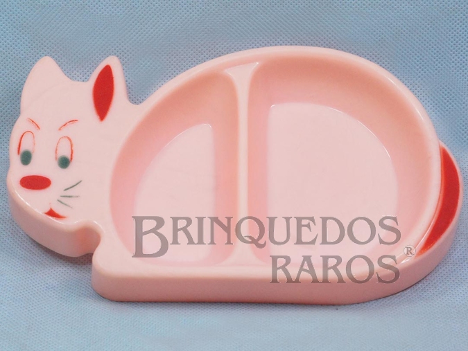 Brinquedo antigo Prato de Gatinho para Bebê Década de 1960 