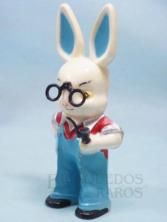 Brinquedo antigo Professor Coelho do Conjunto Escolinha do Professor Coelho com 16,00 cm de altura Década de 1960 