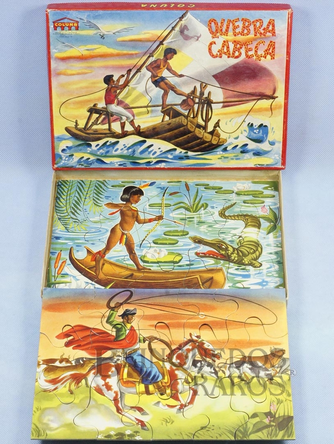 Brinquedo antigo Quebra Cabeça com 3 Cenas Regionais do Brasil Década de 1960