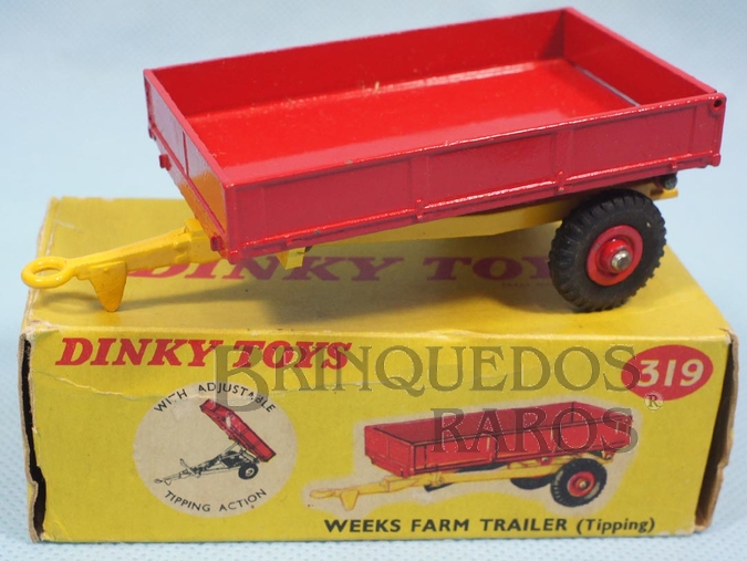 Brinquedo antigo Reboque Weeks Farm Tipping Trailer Ano 1961 a 1970