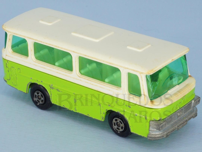 Brinquedo antigo Setra Coach Superfast verde e branco Brazilian Matchbox Inbrima 1970