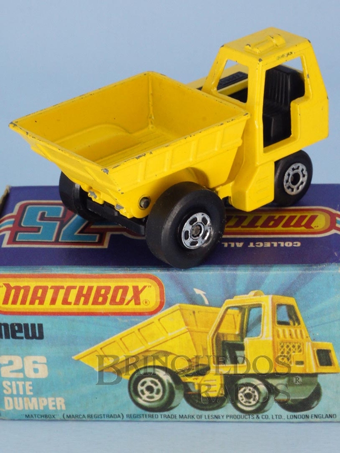 Brinquedo antigo Site Dumper Superfast caçamba amarela