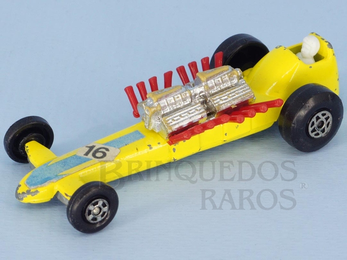 Brinquedo antigo Slingshot Dragster Superfast Brazilian Matchbox Inbrima amarelo Década de 1970