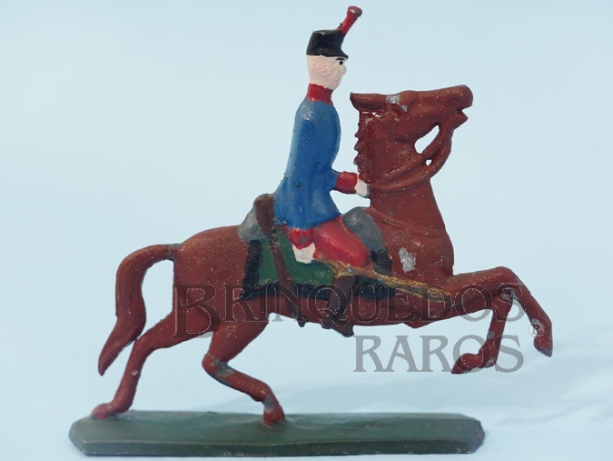 Brinquedo antigo Soldado a cavalo com espada com 5,5 cm de altura Semi - Flat forma Schneider