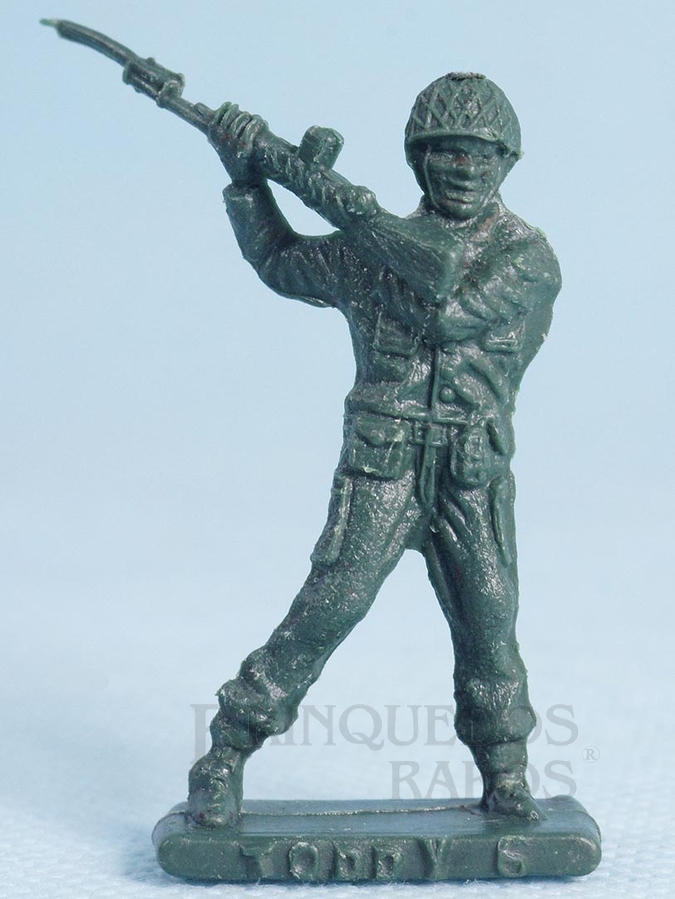 Brinquedo antigo Soldado Toddy de pé lutando com Fuzil Numerado 6
