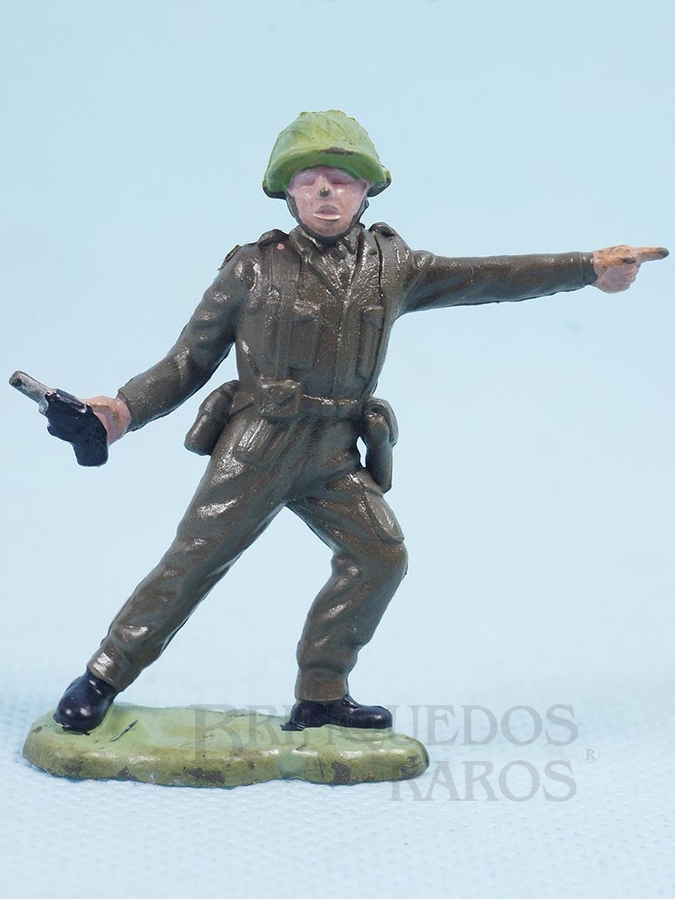 Brinquedo antigo Soldado inglês Comandante avançando fabricado pela Britains inglesa Figura Matriz do soldado Toddy número 8