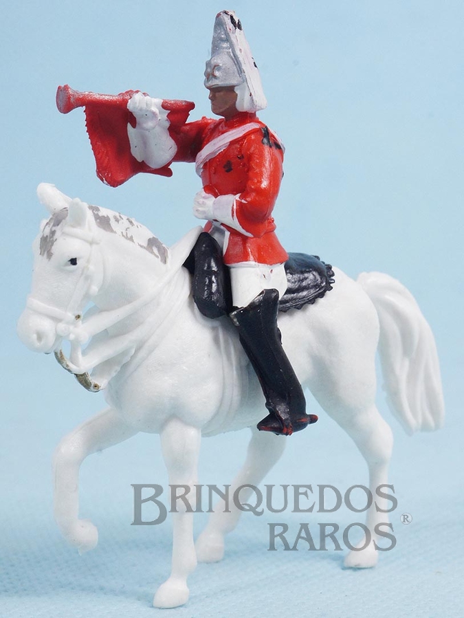 Brinquedo antigo Soldado Lifeguard a cavalo com Clarim Década de 1970