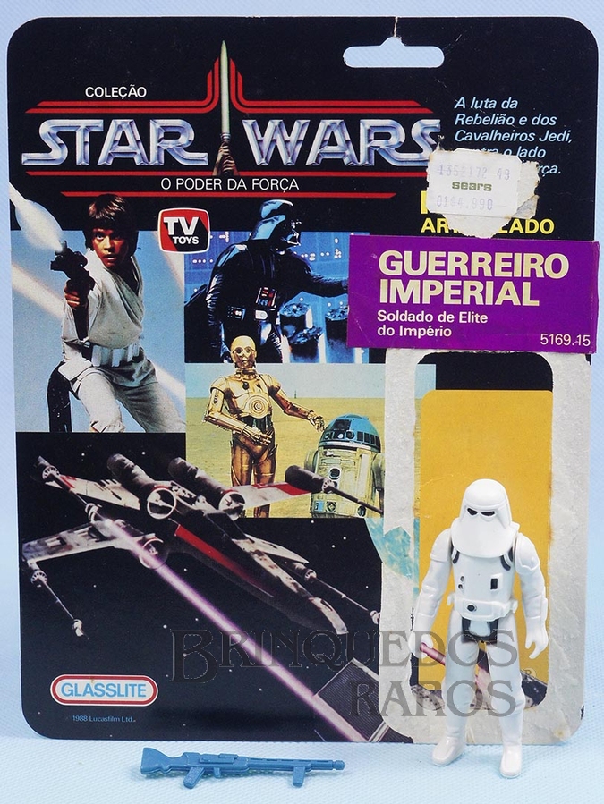 Brinquedo antigo Stormtrooper Guerreiro Imperial Star Wars Lucas Film perfeito estado completo com Arma acompanha Cartela original Década de 1980