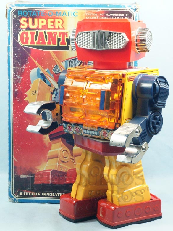 Brinquedo antigo Super Giant Robot Rotate-O-Matic com  42,00 cm de altura Década de 1970