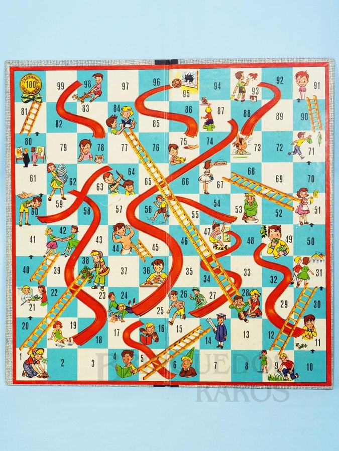 Brinquedo antigo Tabuleiro do Jogo Subir e Descer Década de 1960